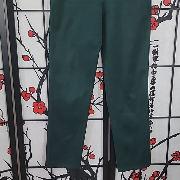 St John Sport Green Velvet Twill Jean Pants Gold Logo Womens Size 2 - Picture 4 of 10